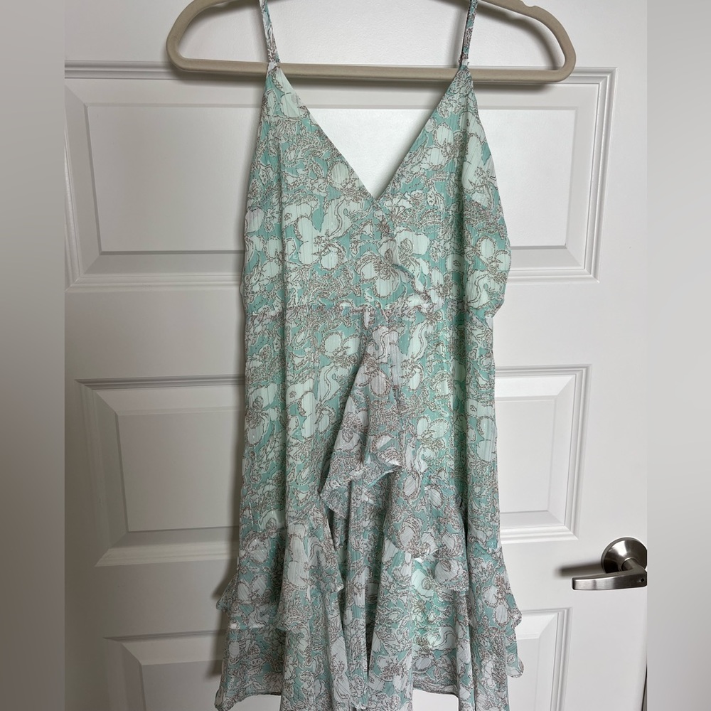 Pink Lily - Mint Floral Ruffle Dress